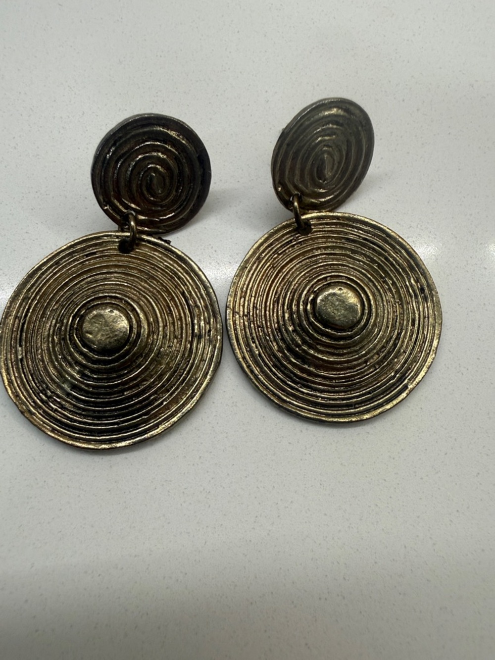 Vintage Gold-Tone Spiral Drop Earrings